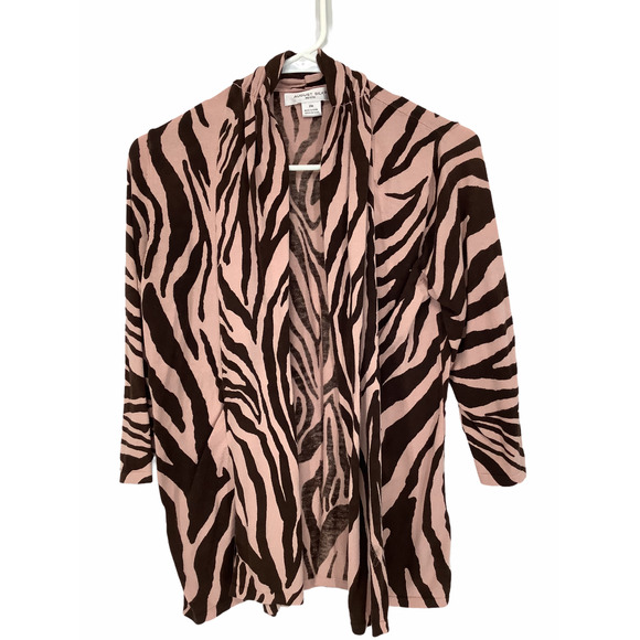 August Silk Zebra Open Front Cardigan Sweater PM - Picture 1 of 9